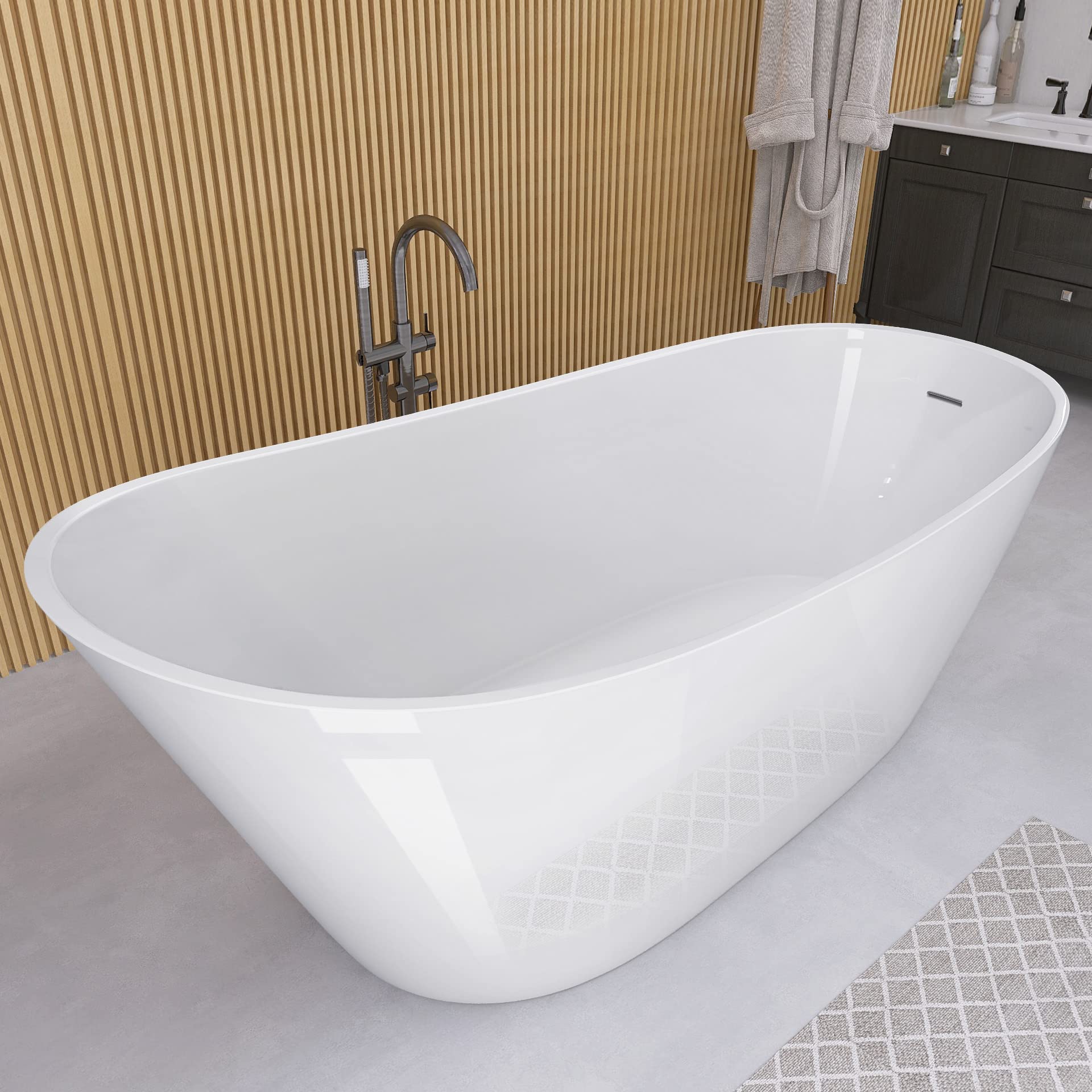 Free Standing Tub 59" Acrylic Freestanding Bathtub