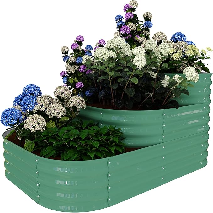 Tiered Raised Garden Bed Kit with Open Base – 43x63x31.5 Oval Ground-Connected