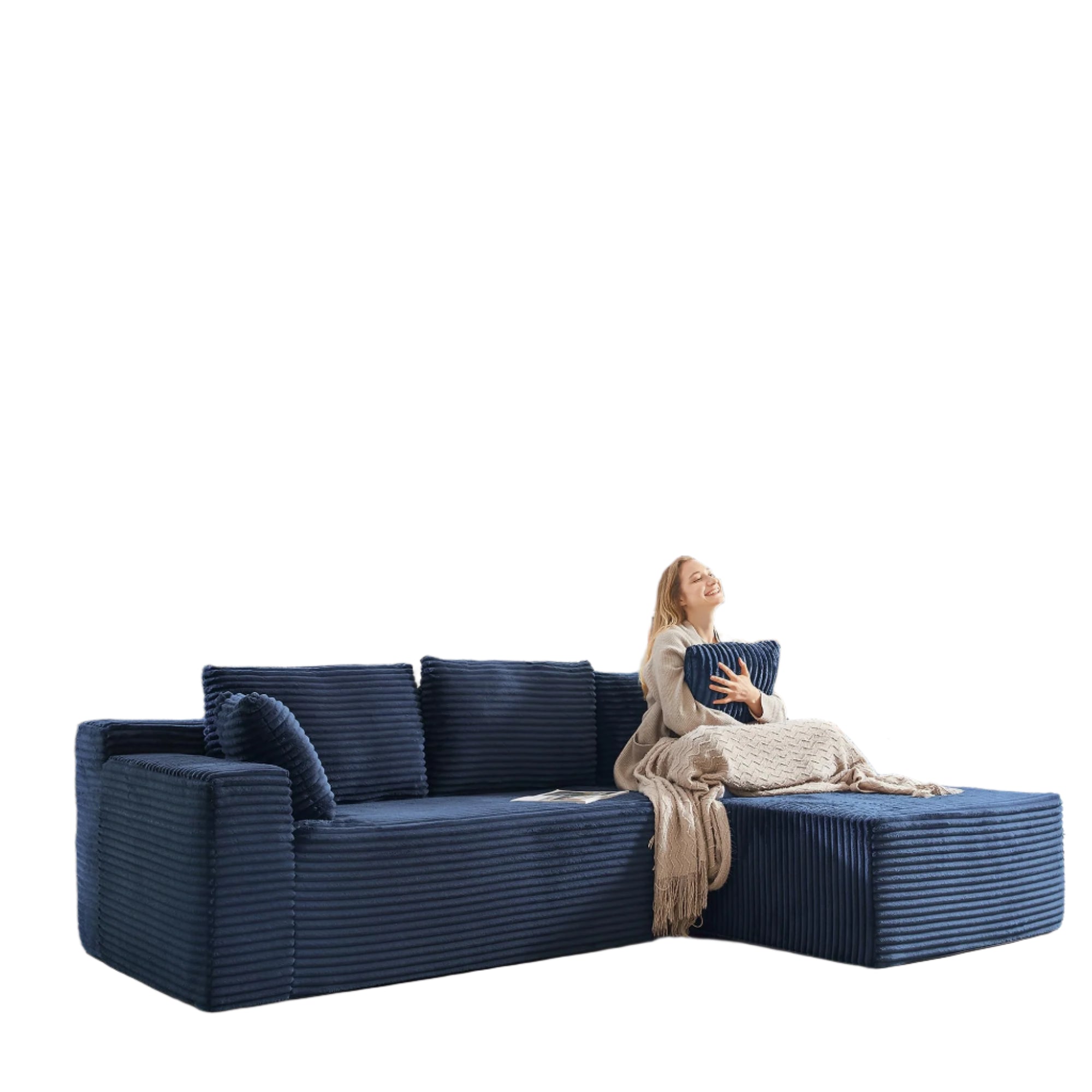 104''Sectional Cloud Couch with L Shaped Chaise