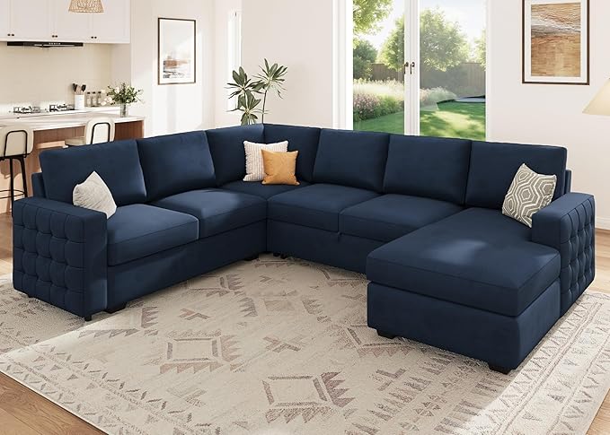 Sectional Couch with Pull Out Bed, Sectional Sleeper Sofa with Storage