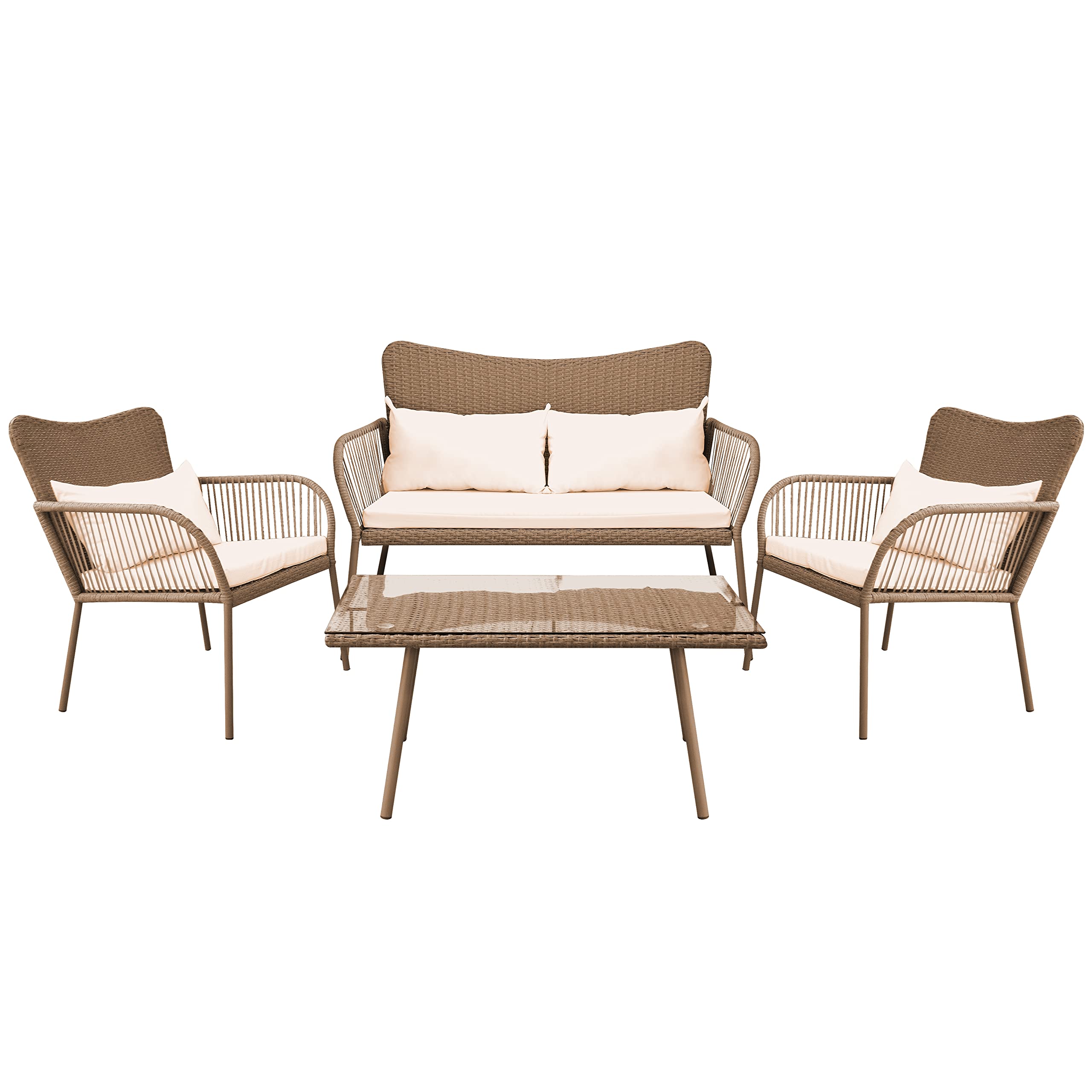 Outdoor Living Rattan Furniture, Includes 1 Double & 2 Single Chairs with Cushion