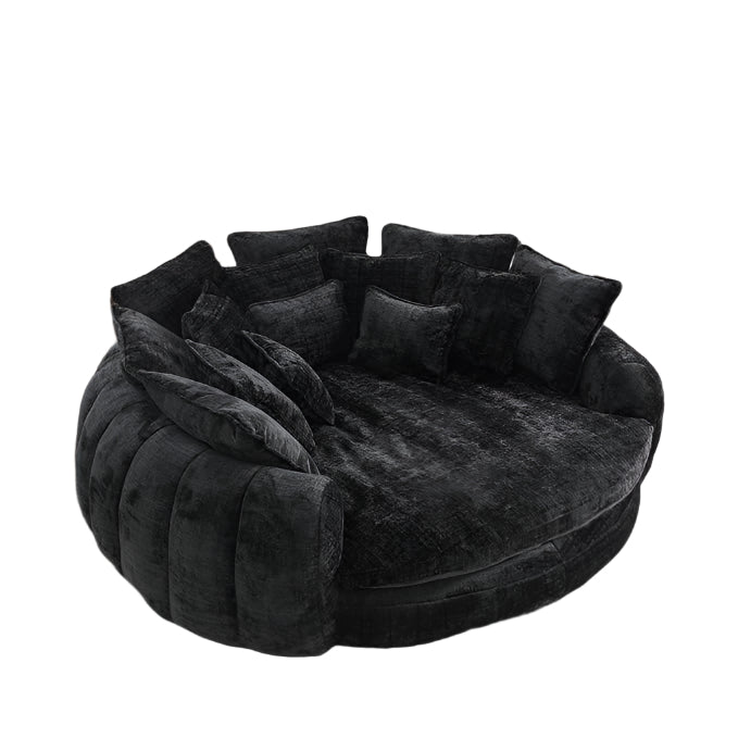 81.1" W Oversized Round Chaise Lounge, Fluffy Lazy Bean Bag Sofa,living room