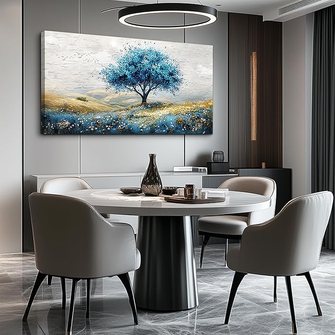 Large Canvas Wall Art For Living Room Wall Decor For Bedroom Blue Tree Landscape Wall