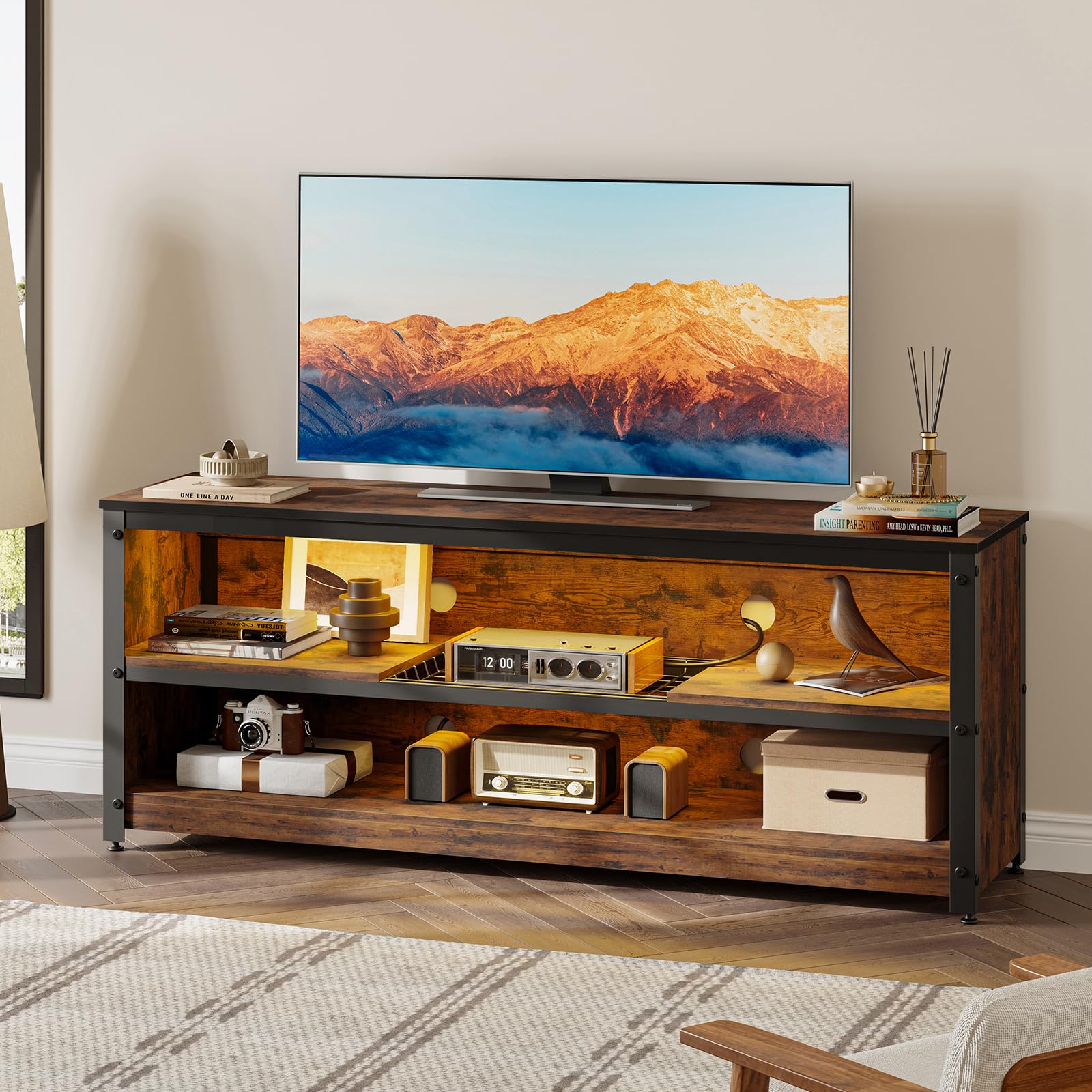 LED TV Stand for 55/60 Inch TVs, Gaming Entertainment Center ,living room