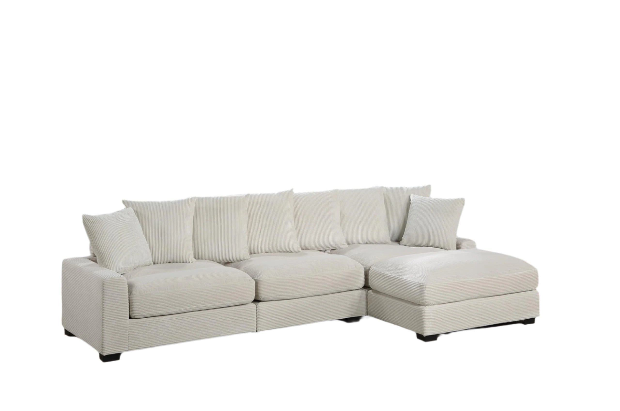 127" Sectional Sofa Modular Deep 3-Seat Sofa Couch