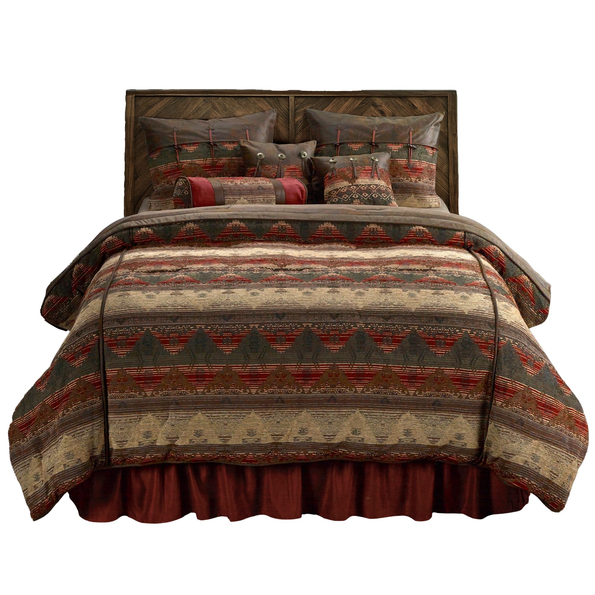 Paseo Road Sierra Western Bedding 7 Piece King Comforter Set, Faux Suede Chenille