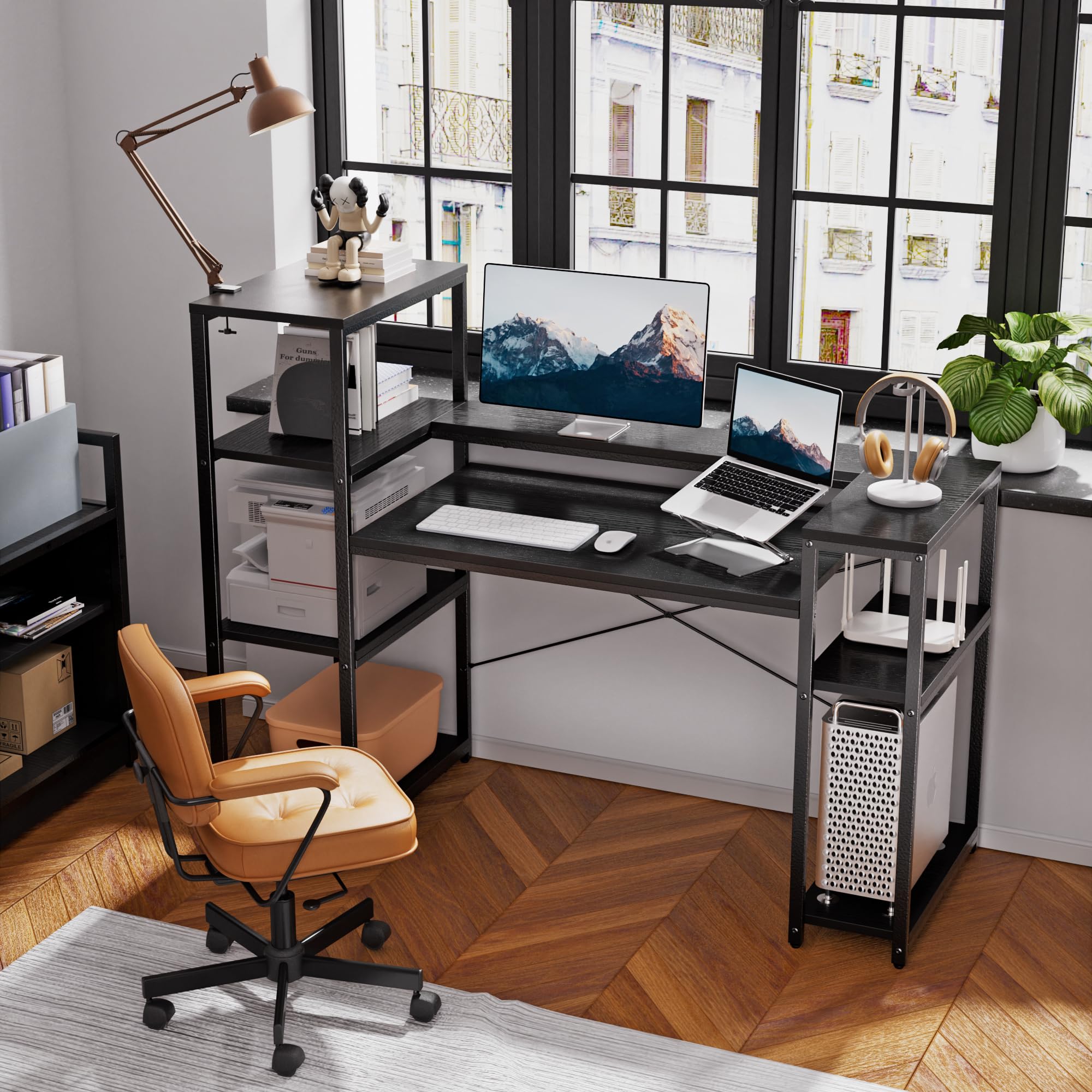 Computer Desk with Storage Shelves, 63 Inch Office Desk,Small Desks
