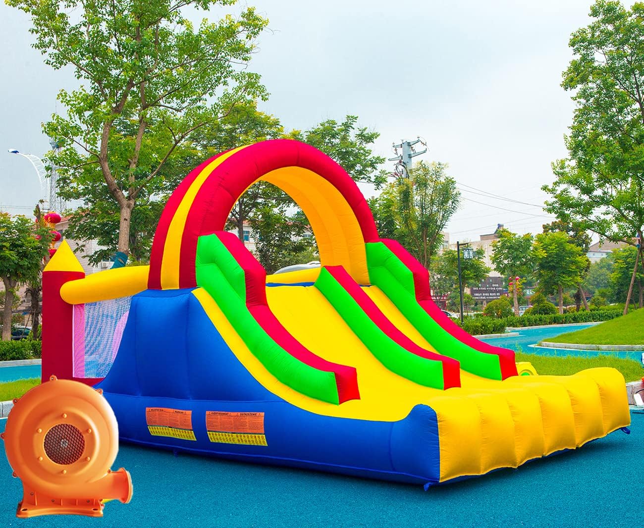 16x7.2FT Inflatable Bounce House with 2 Racing Slides & Large Climbing Wall