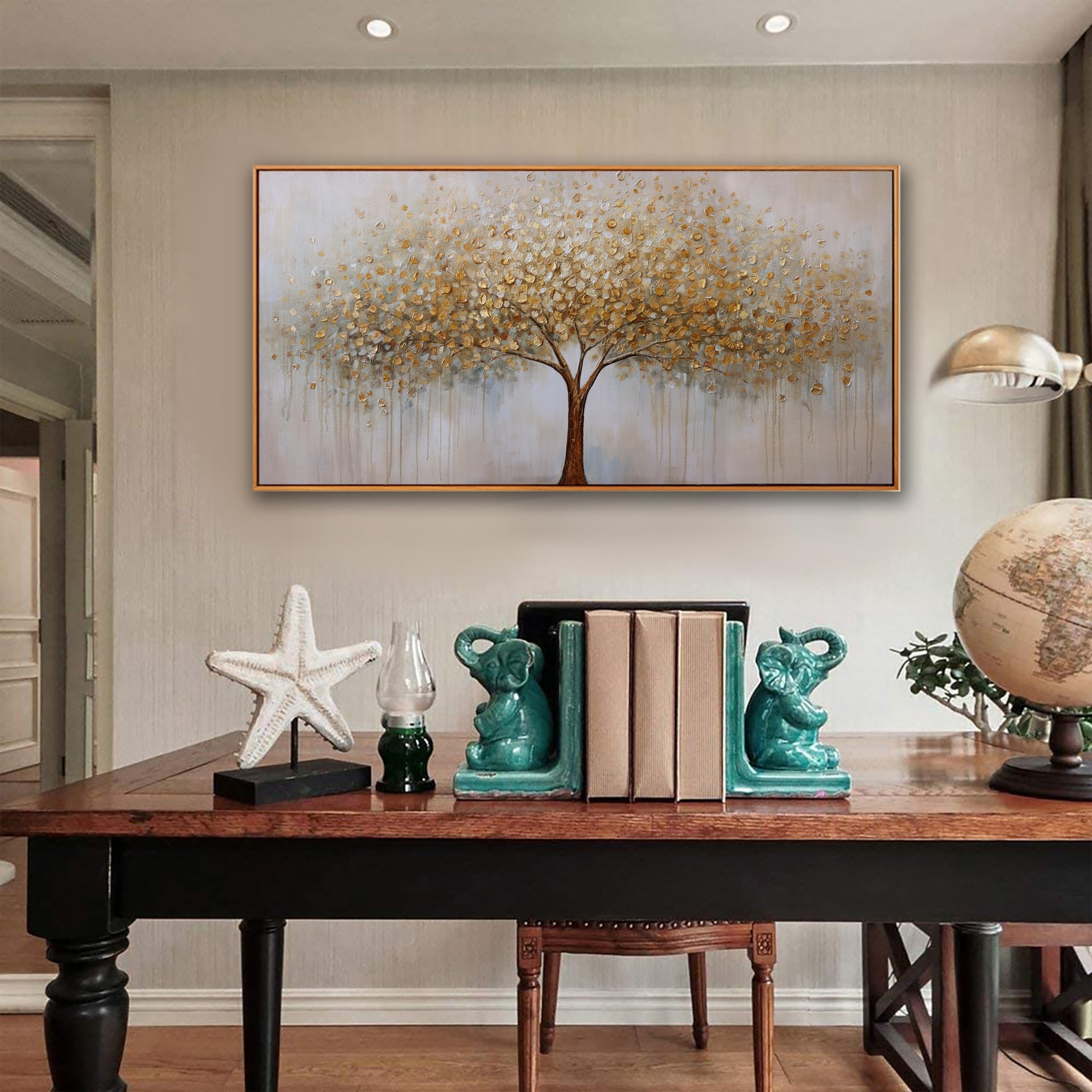 Wall Art Gold Abstract Tree of Life Framed Modern Artwork Canvas Painting