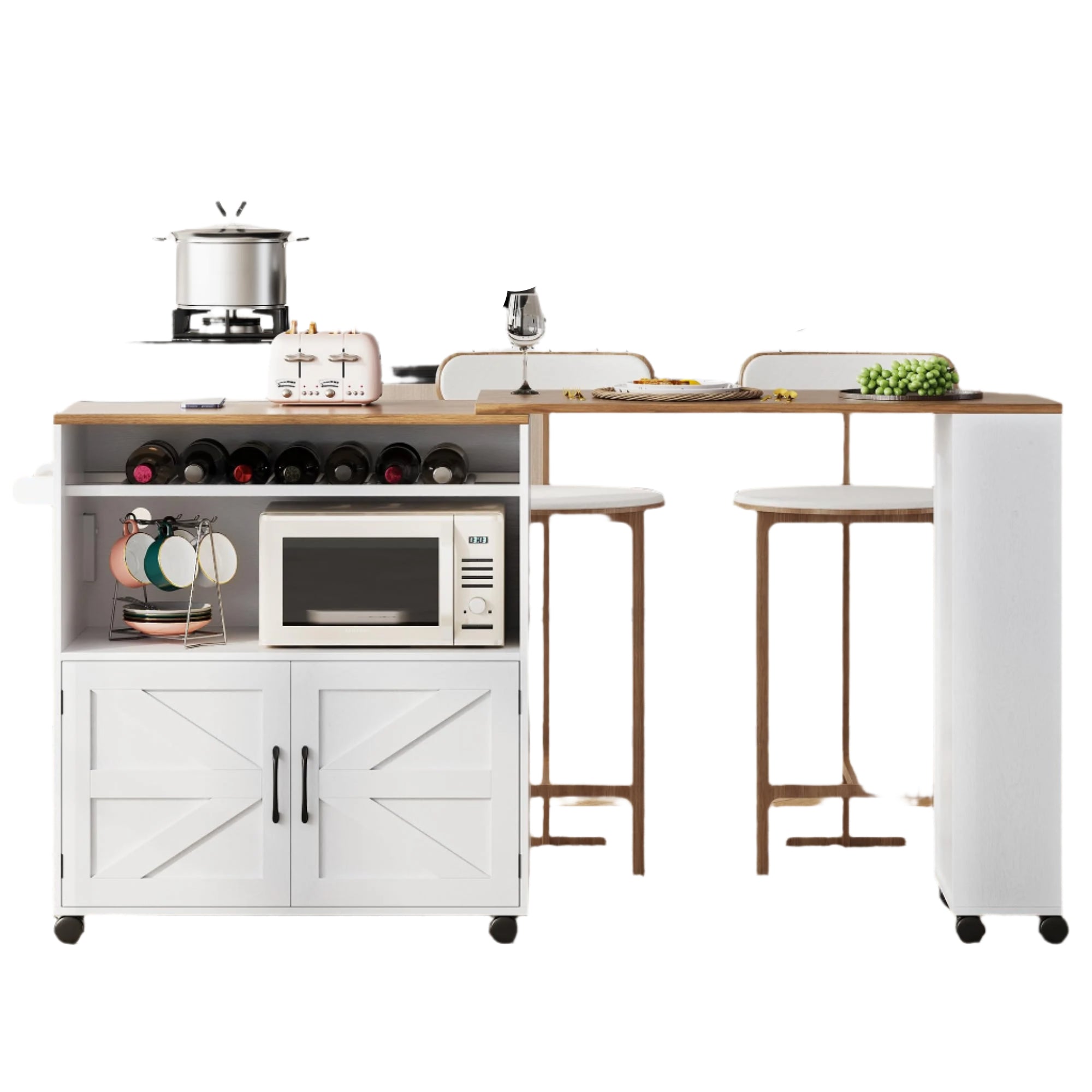 Kitchen Island with Storage and Power Outlet, Rolling Kitchen Island