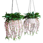 2-Pack Artificial Hanging Lily of The Valley - Pink Faux Flowers UV Resistant Fake Plants