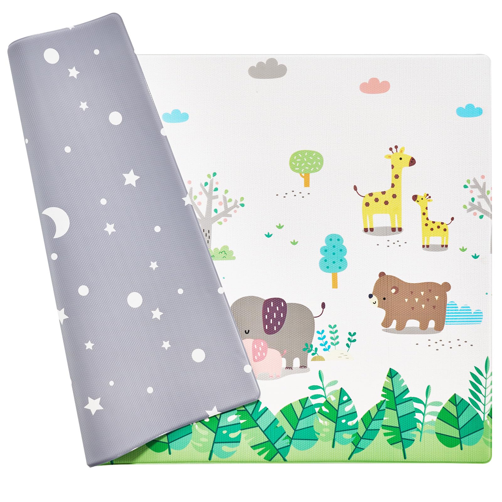 Baby Play Mat, 55""x82"" Baby Crawling Mat, Non-Slip One-Piece Soft Cushioned Baby