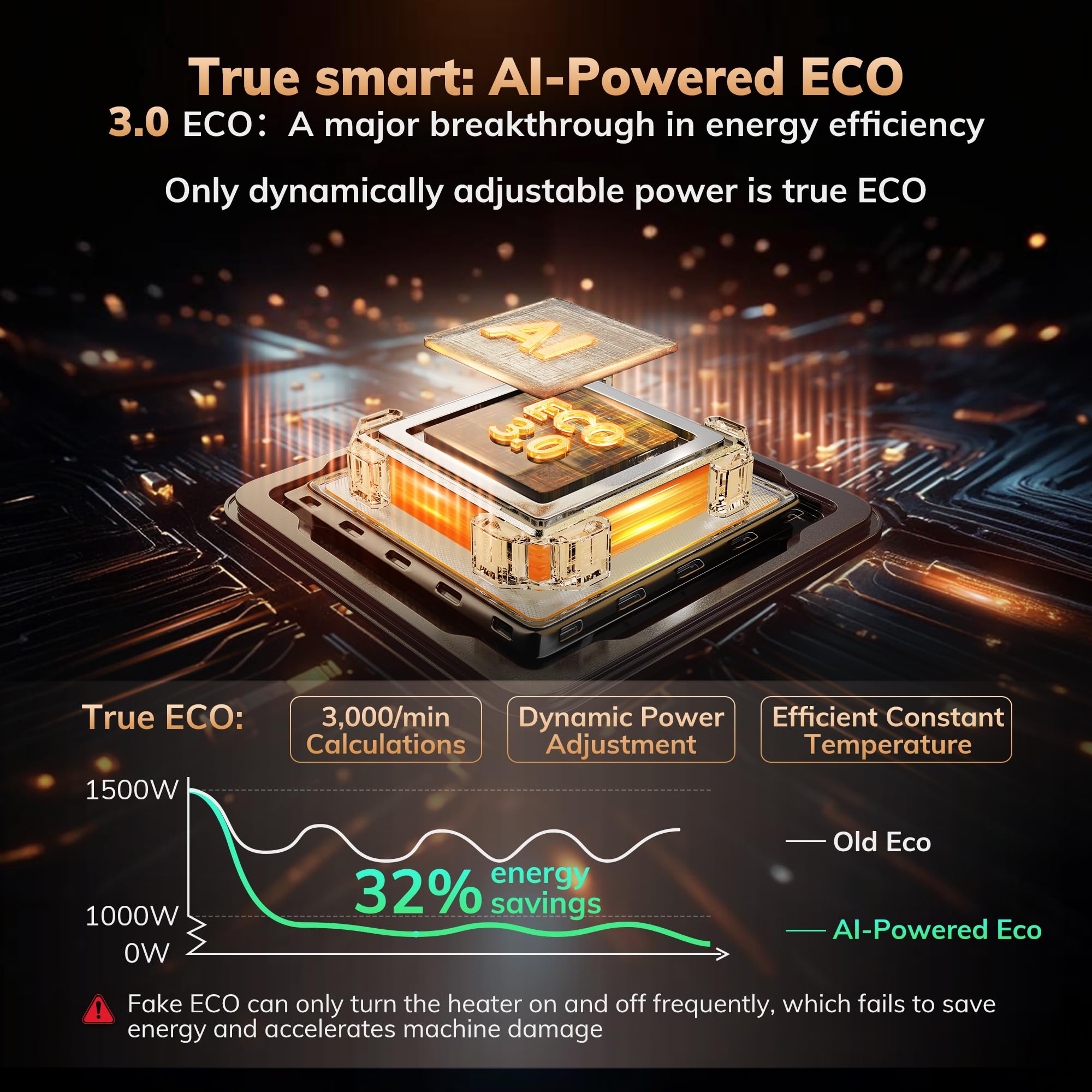 3rd-Gen AEOCKY Space Heater with AI Thermostat, 1500W PTC Electric Heaters for Indoor Use With Remote, 70° Oscillation, Utmost Silence, Safe Portable for Office, Bedroom, Room, Home (White)