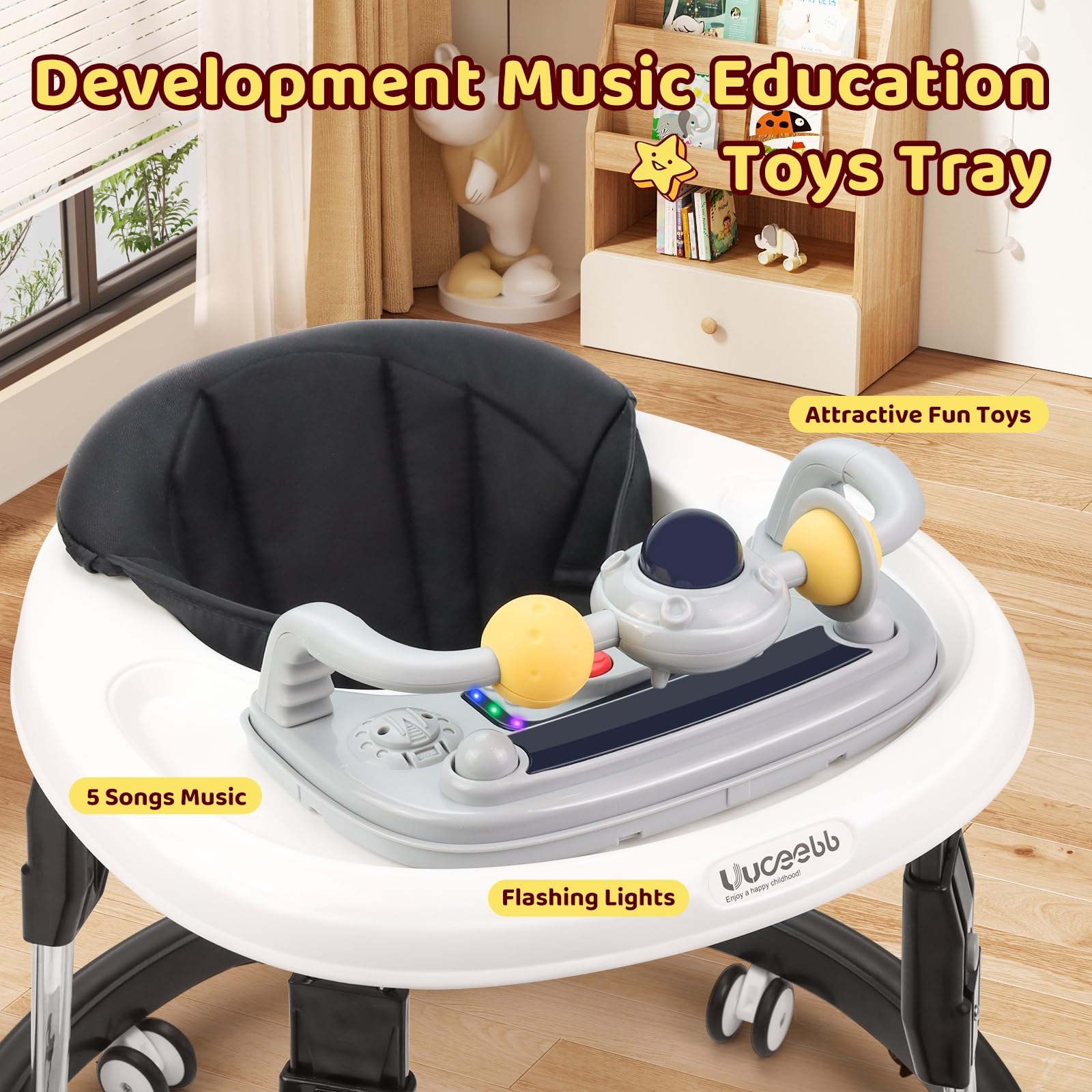 with Wheels,Music and Lights Baby Walker for Boys Girls 6-12 Months,Foldable