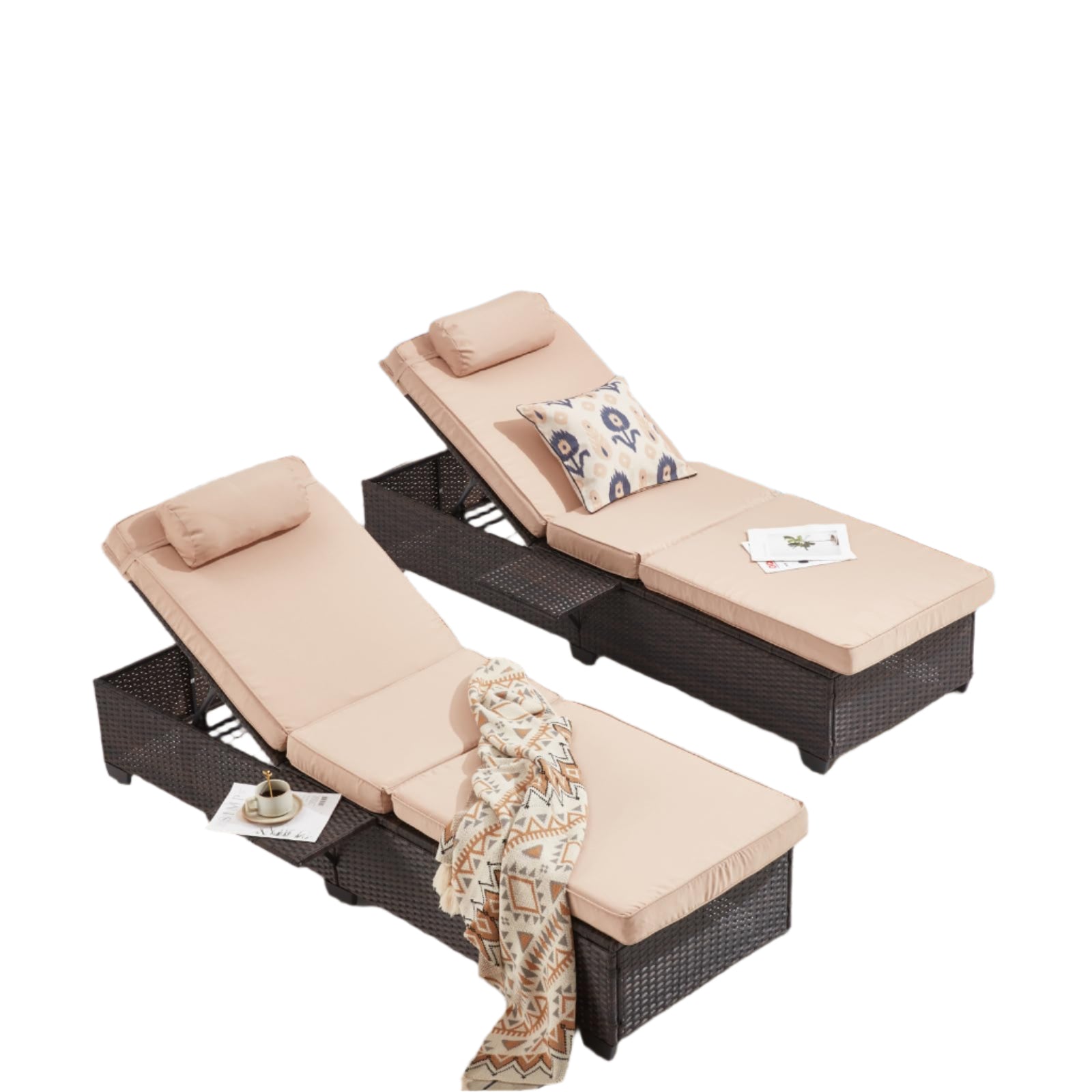 Outdoor Lounge Chairs, Pool Lounge Chairs Set of 2, Outdoor Chaise Lounge