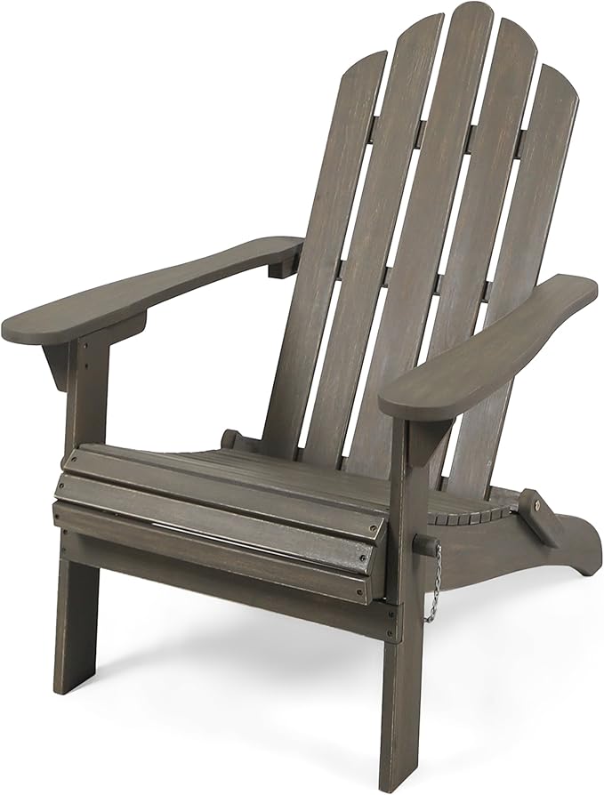 Cara Outdoor Foldable Acacia Wood Adirondack Chair, White Finish