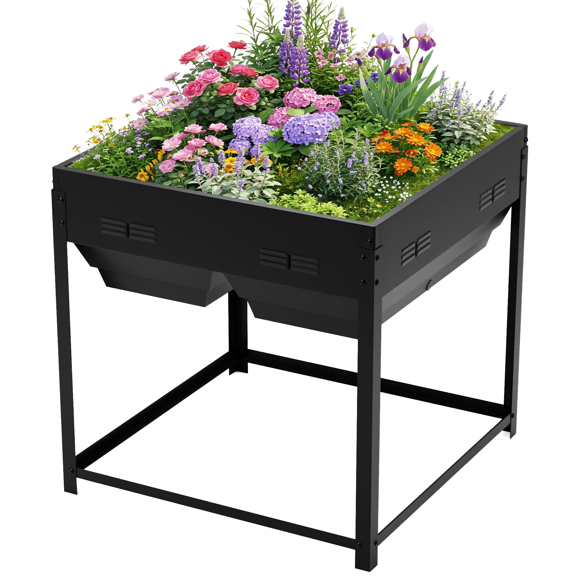 Galvanized Steel Raised Garden Bed with Legs & Built-In Drainage