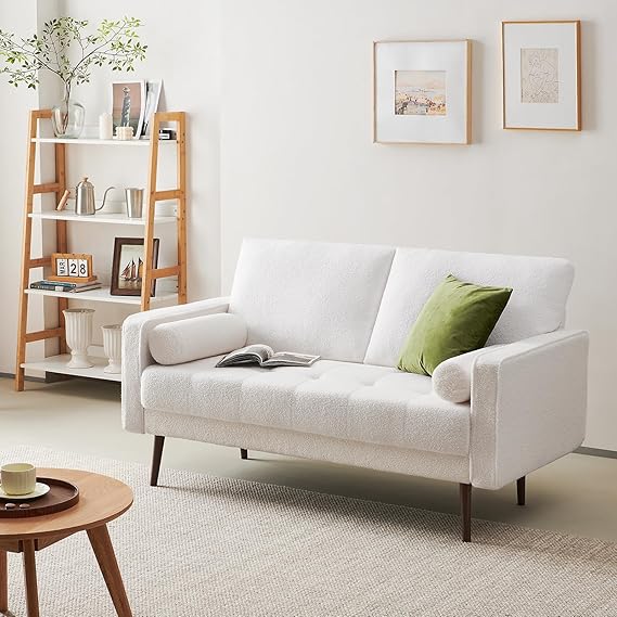 Faux Leather Sofa Couch, Mid-Century 73 Inch 3 Seater Leather Couch  for Living Room