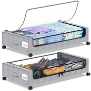 Under Bed Storage with Wheels, 2-Pack Under the Bed Storage Containers
