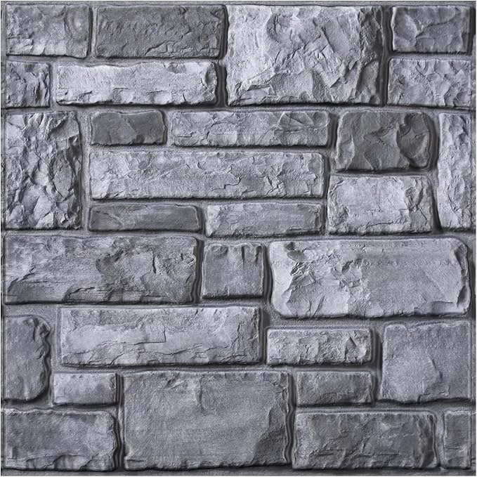 3D Faux Stone Wall Panel, Peel and Stick Wall Tiles,10 Pcs of 12"X12" Ultra-Light Thin