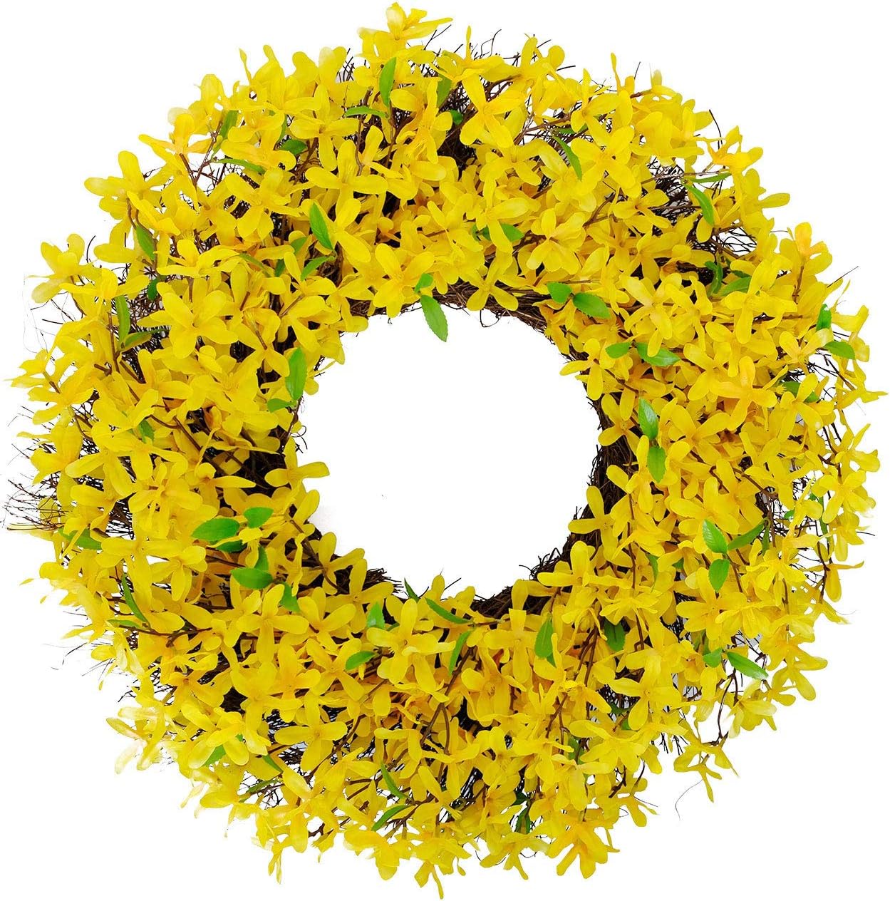 25 Inches Yellow Forsythia Flower Spring Wreath for Front Door