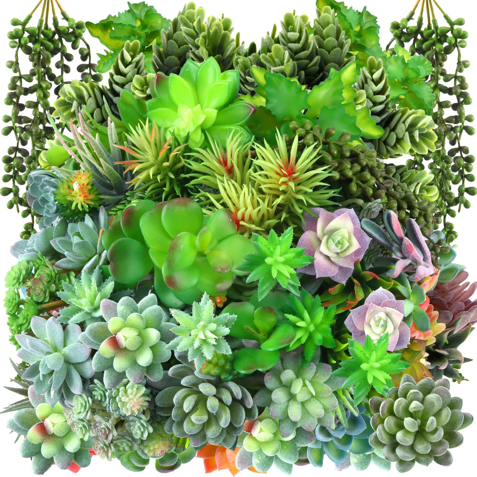 80 Pcs Artificial Plastic Succulents Realistic Textured Assorted Decorative Faux Succulent