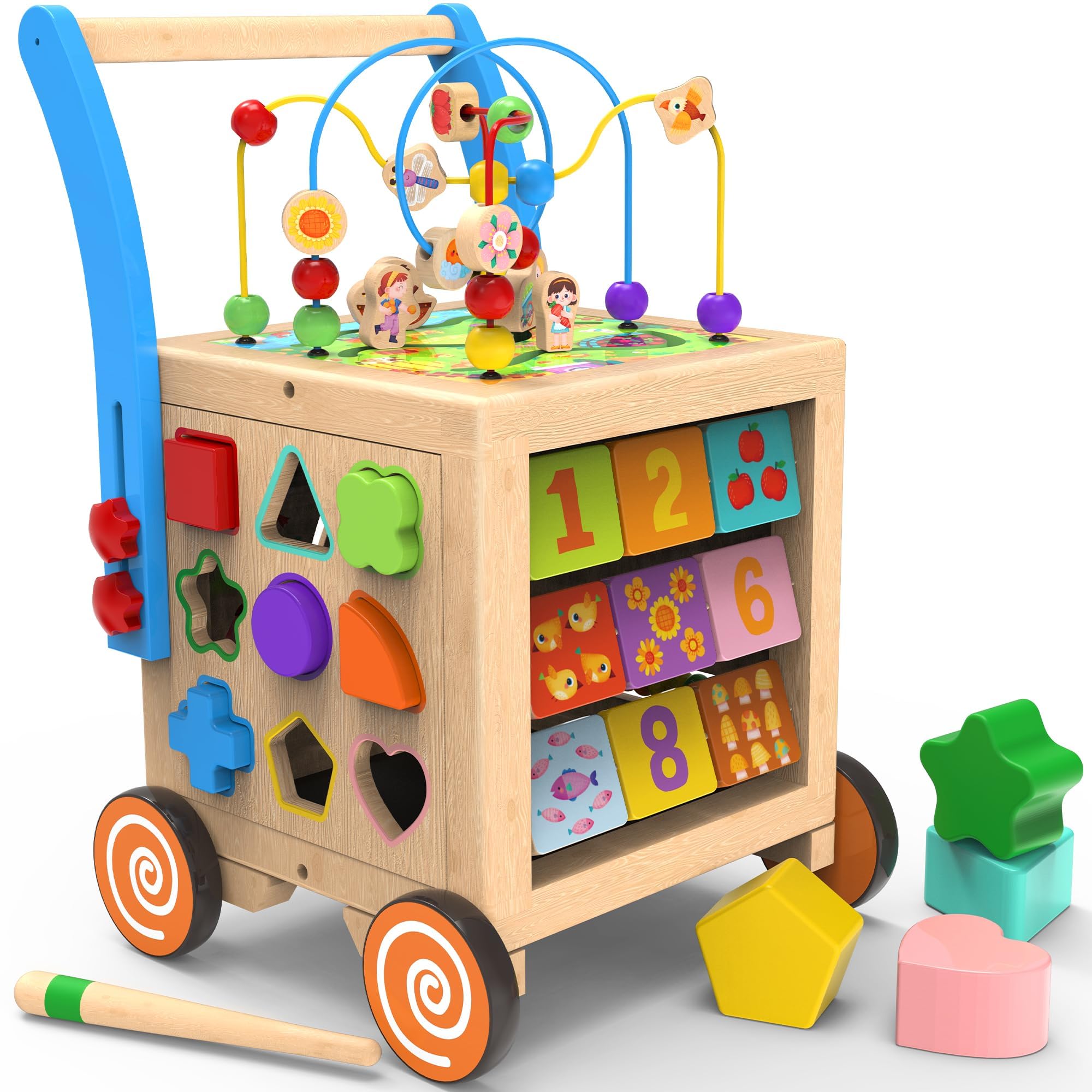 9-in-1 Wooden Activity Cube | Wooden Baby Walker