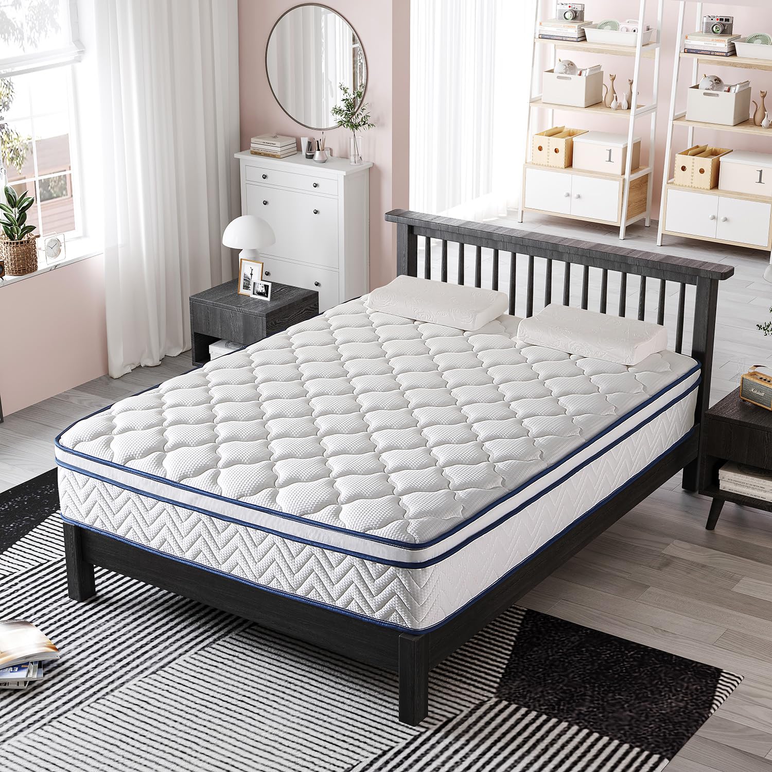 Queen Size Mattress, 12 Inch Hybrid Mattress in a Box, Memory Foam Individually Wrapped