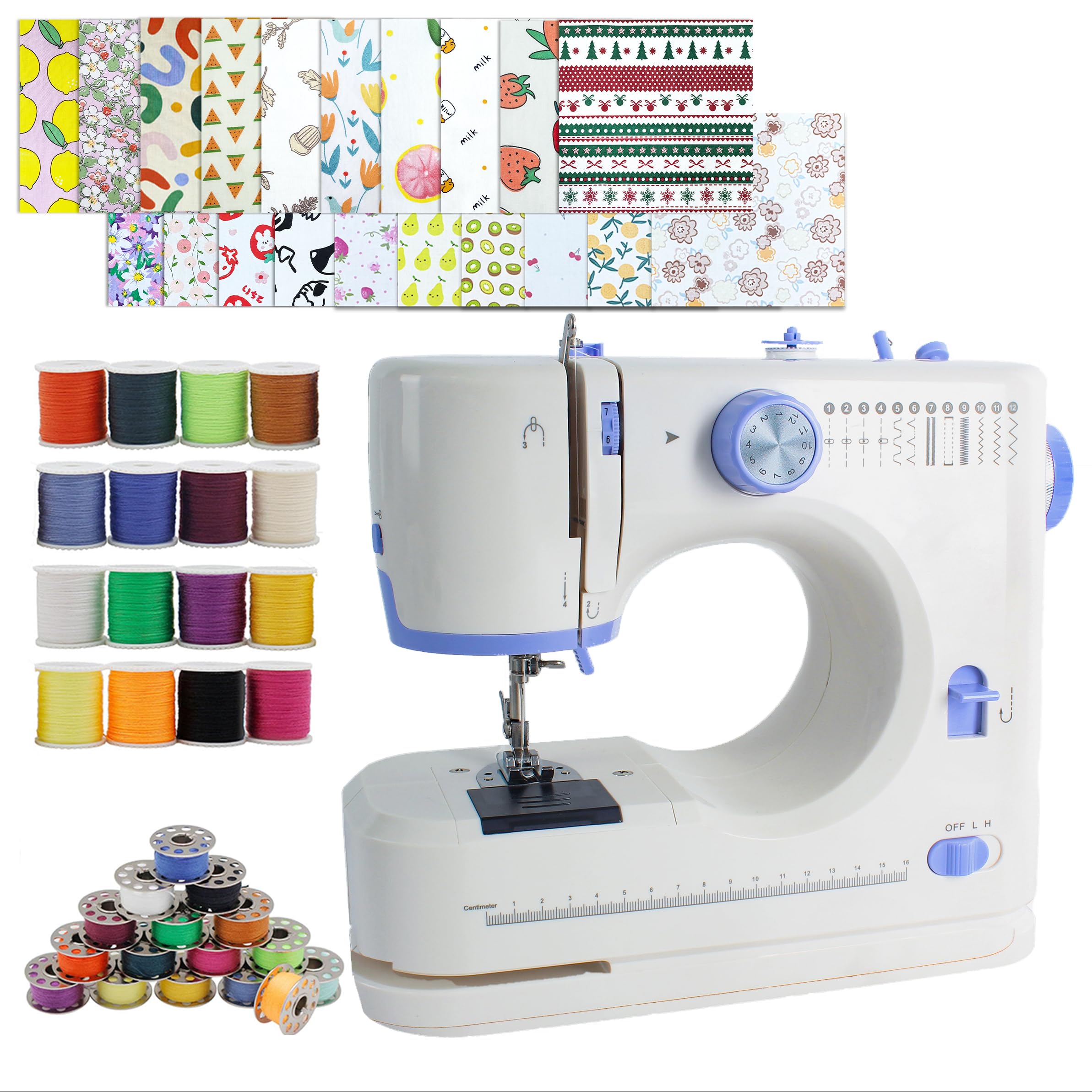 Sewing Machine for Beginners with 20 Pcs Fabric and 32 Pcs Sewing Threads Kit