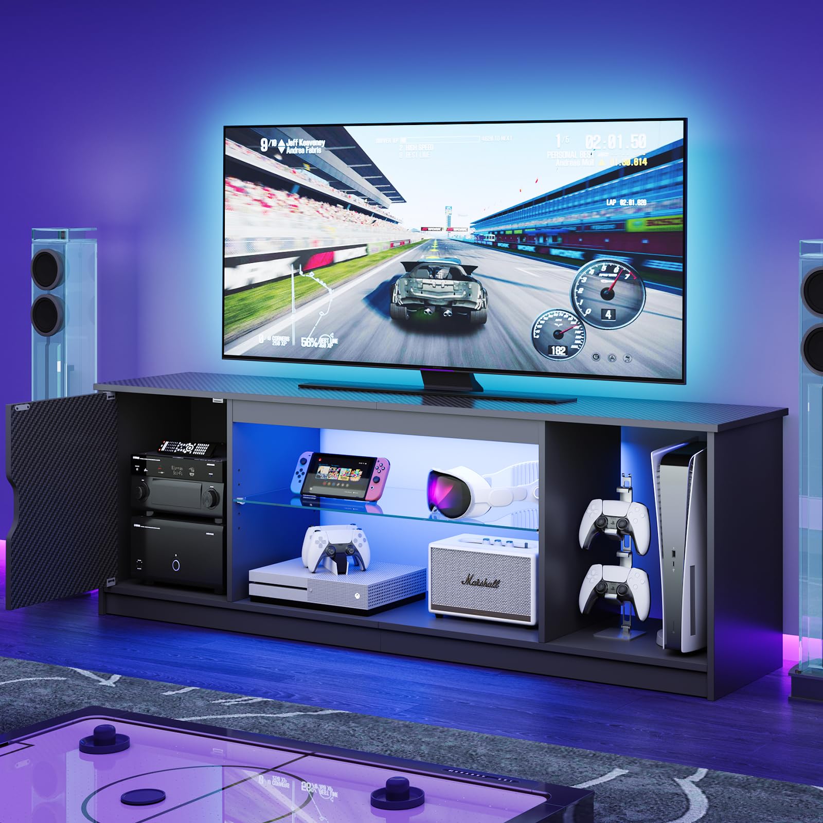 LED TV Stand for 55/60/65 Inch TV, Gaming Entertainment Center,living room