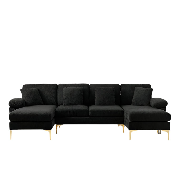 U Shaped Sectional Sofa Couch, 114" Convertible L Shaped Sofa