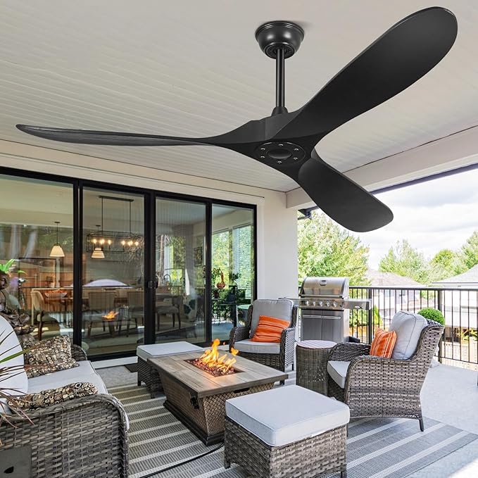 60 Inch Ceiling Fans Without Lights, 60" Outdoor Ceiling Fan No Light with Remote Control