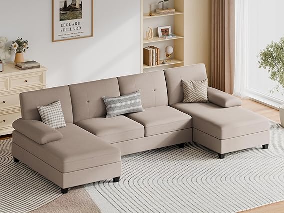 Sectional Couches for Living Room, U-Shaped Sofa with Chaise