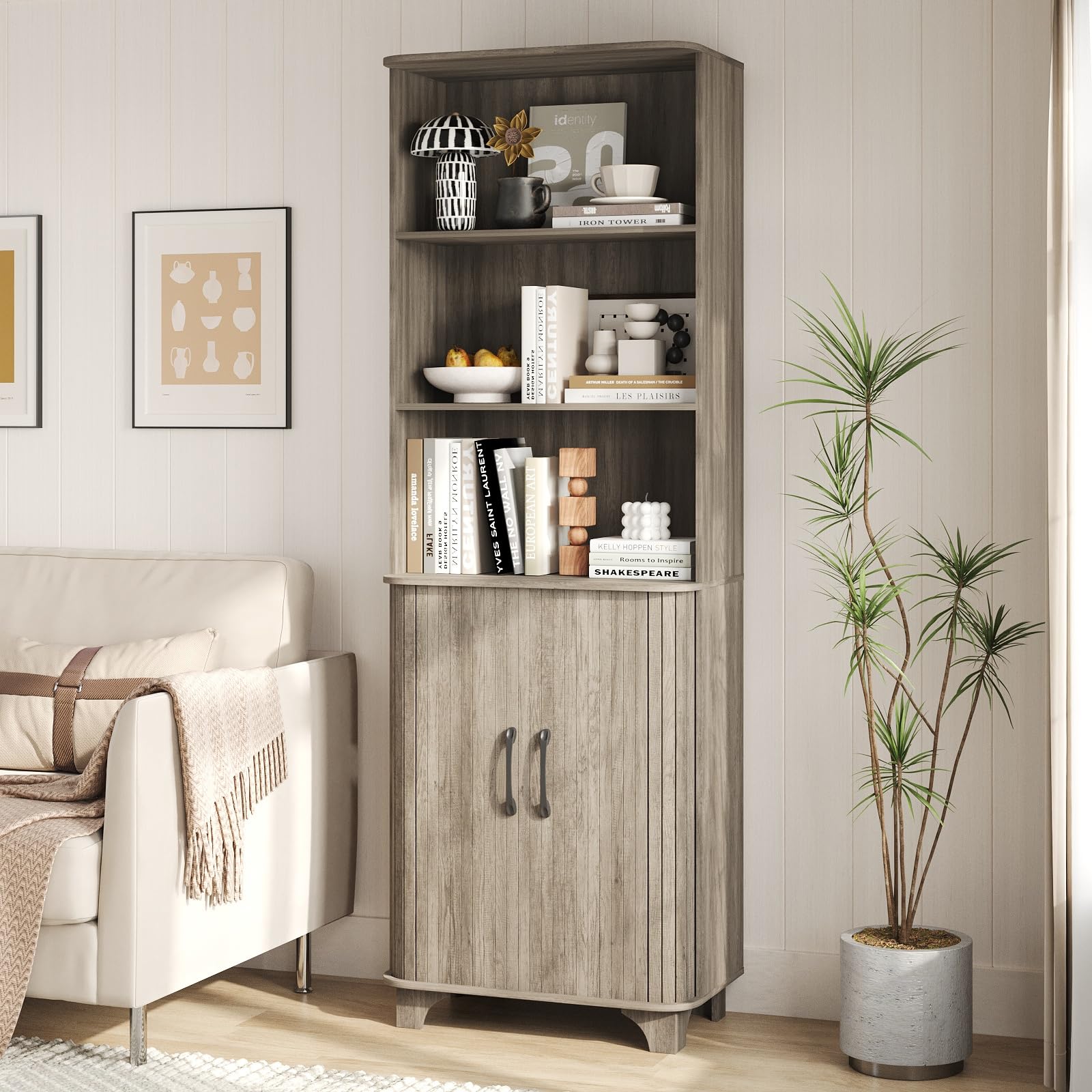 Kitchen Pantry Cabinet, 69” Tall Storage Cabinet with 2 Door and 3 Open Drawers