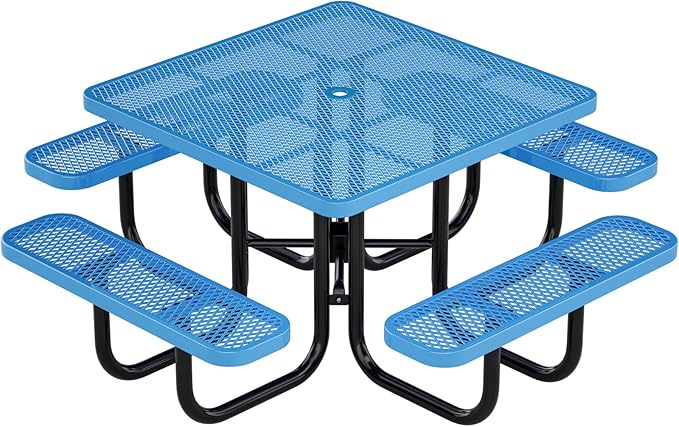 47'' Heavy Duty Picnic Square Table with 4 Benches
