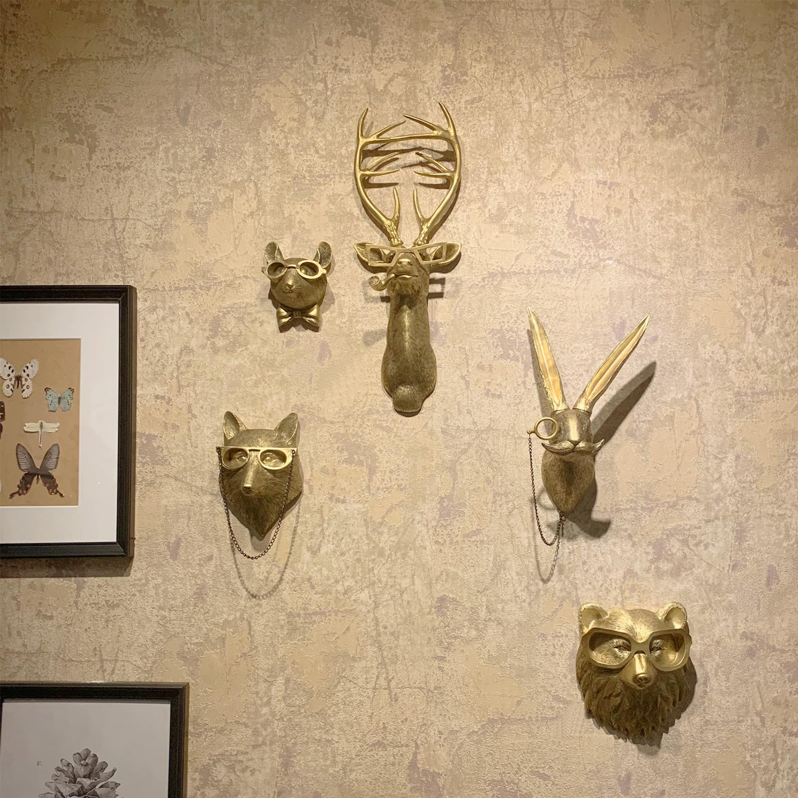 Animal Heads Wall Decor, Faux Deer Head Mount, Animal Sculptures Wall Decor