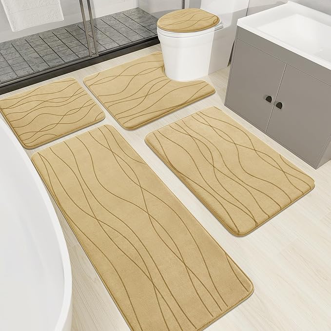 Memory Foam Bathroom Rug Sets 3 Piece