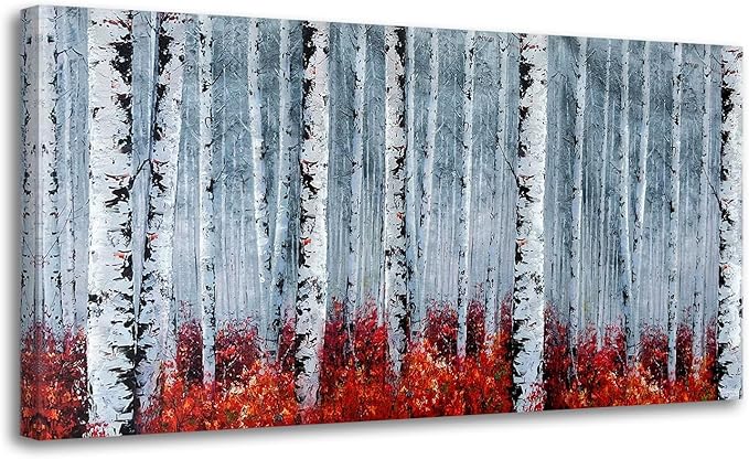 Tree Wall Art Teal Blue Nature Tree of Life Abstract Canvas Painting Textured Picture