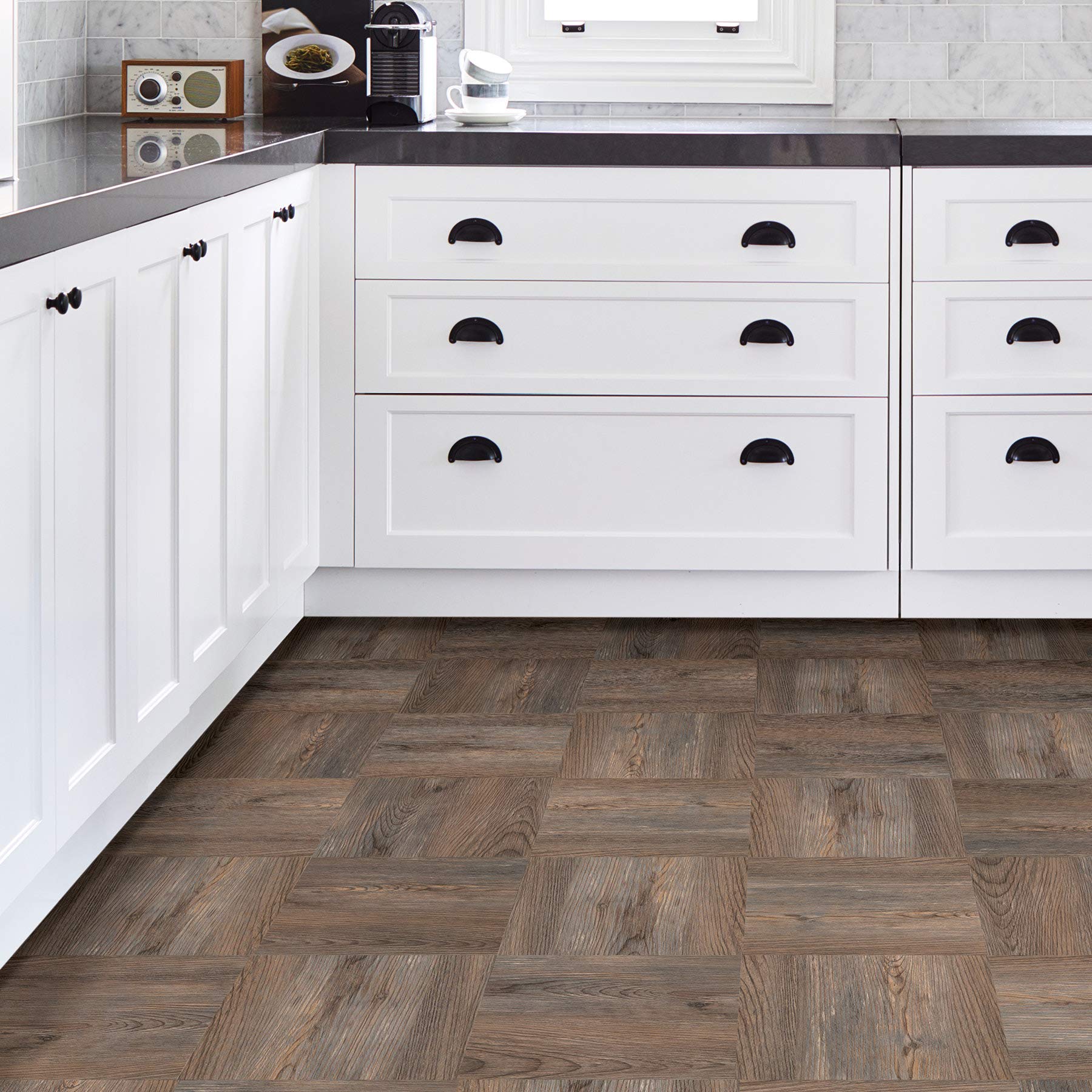Knotting Hill Peel & Stick Floor Tiles, Brown