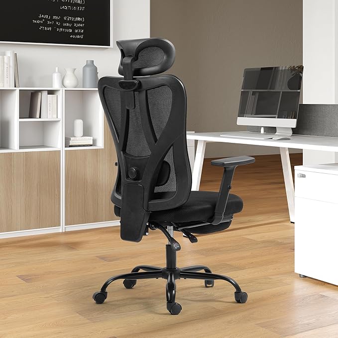 Office Chair, High Back with Adjustable Headrest & Lumbar Support