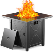 Fire Pit Table, 40000 BTU Propane Fire Pit Table with Lid,Rain Cover and 3 Pounds