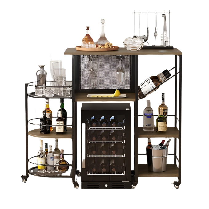 Home Bar Service Cart with Wine Rack and Glass Holder