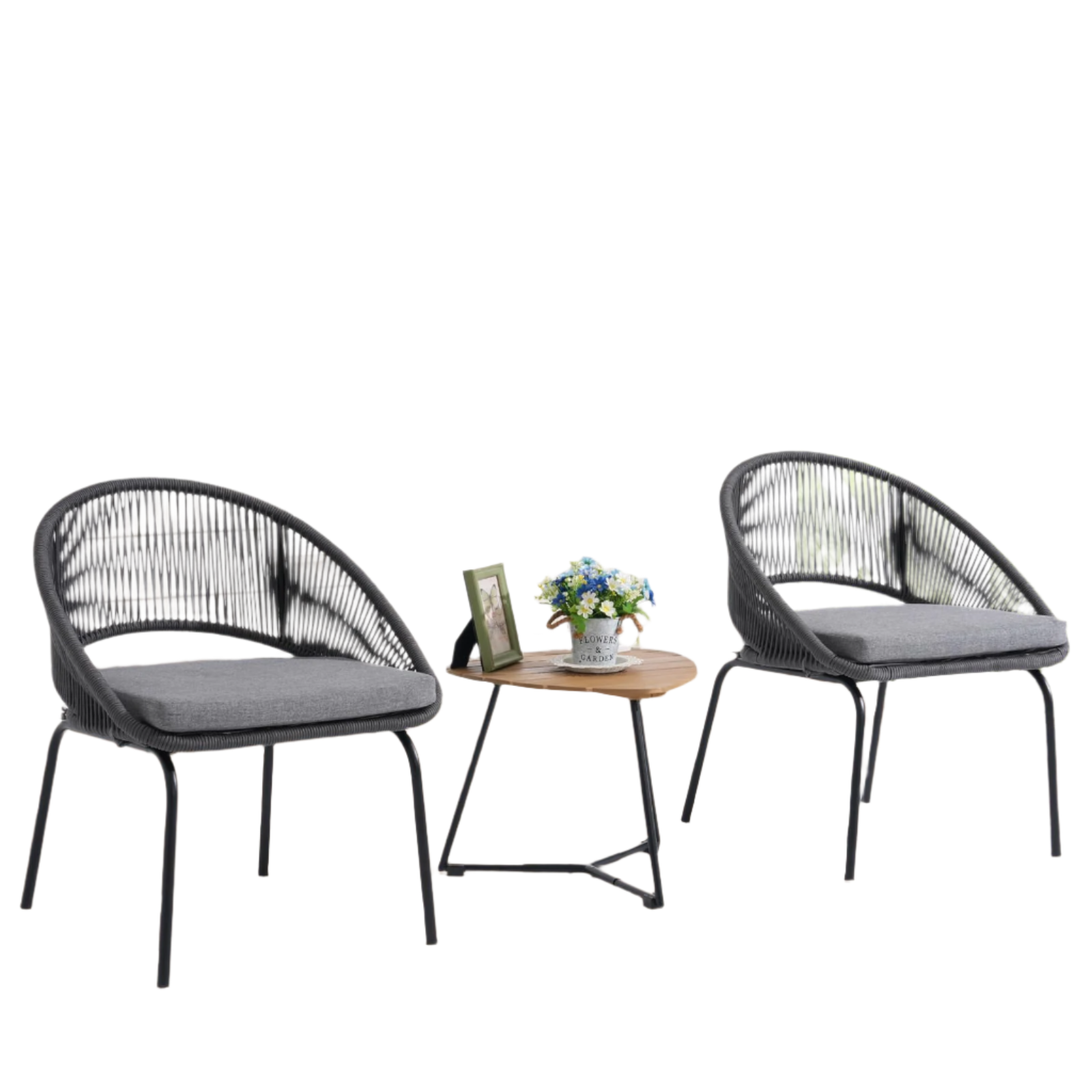Patio Furniture Set, 3 Piece Outdoor Bistro Chair Conversation Sets Woven Rope