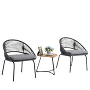 Patio Furniture Set, 3 Piece Outdoor Bistro Chair Conversation Sets Woven Rope