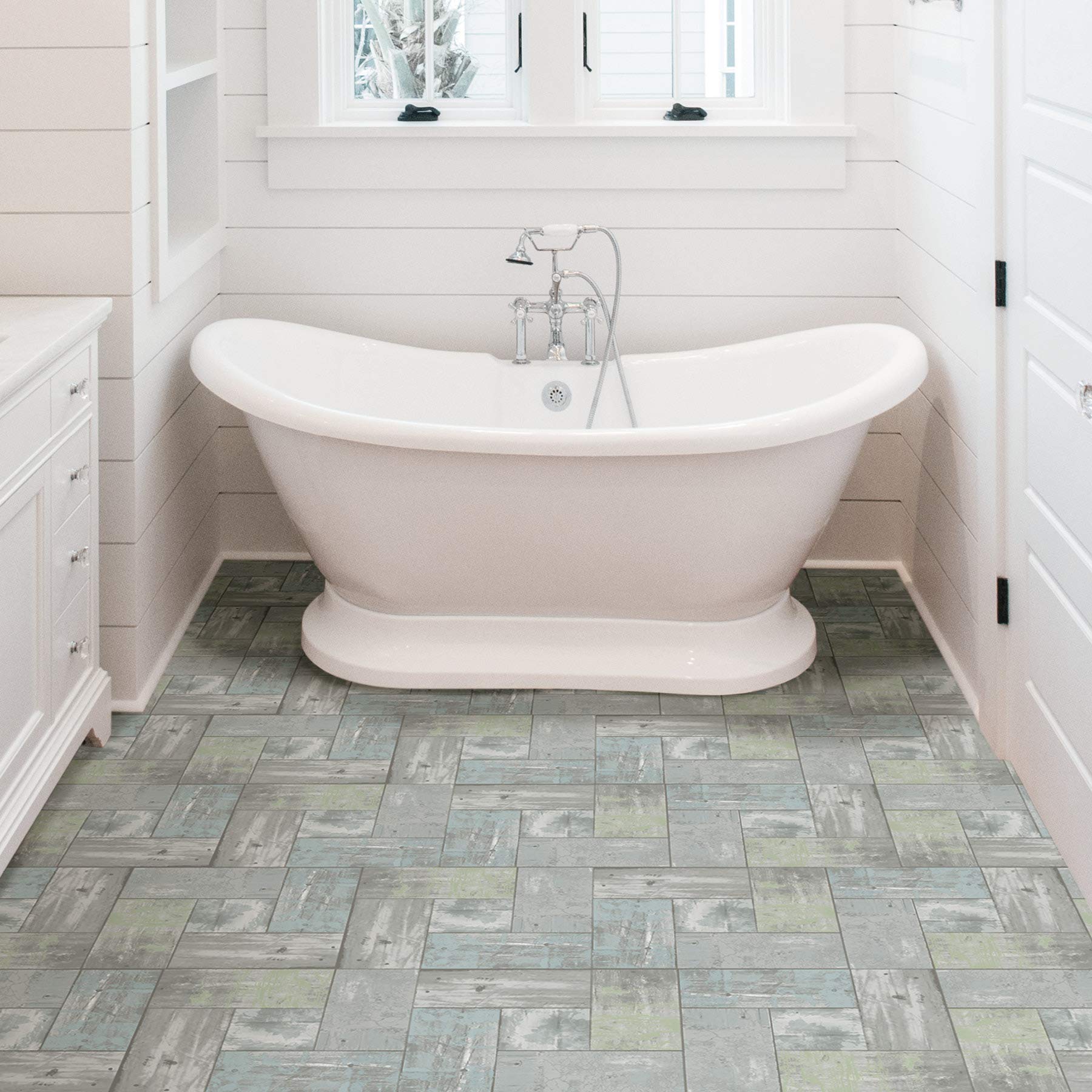 Boardwalk Peel & Stick Floor Tiles, Grey