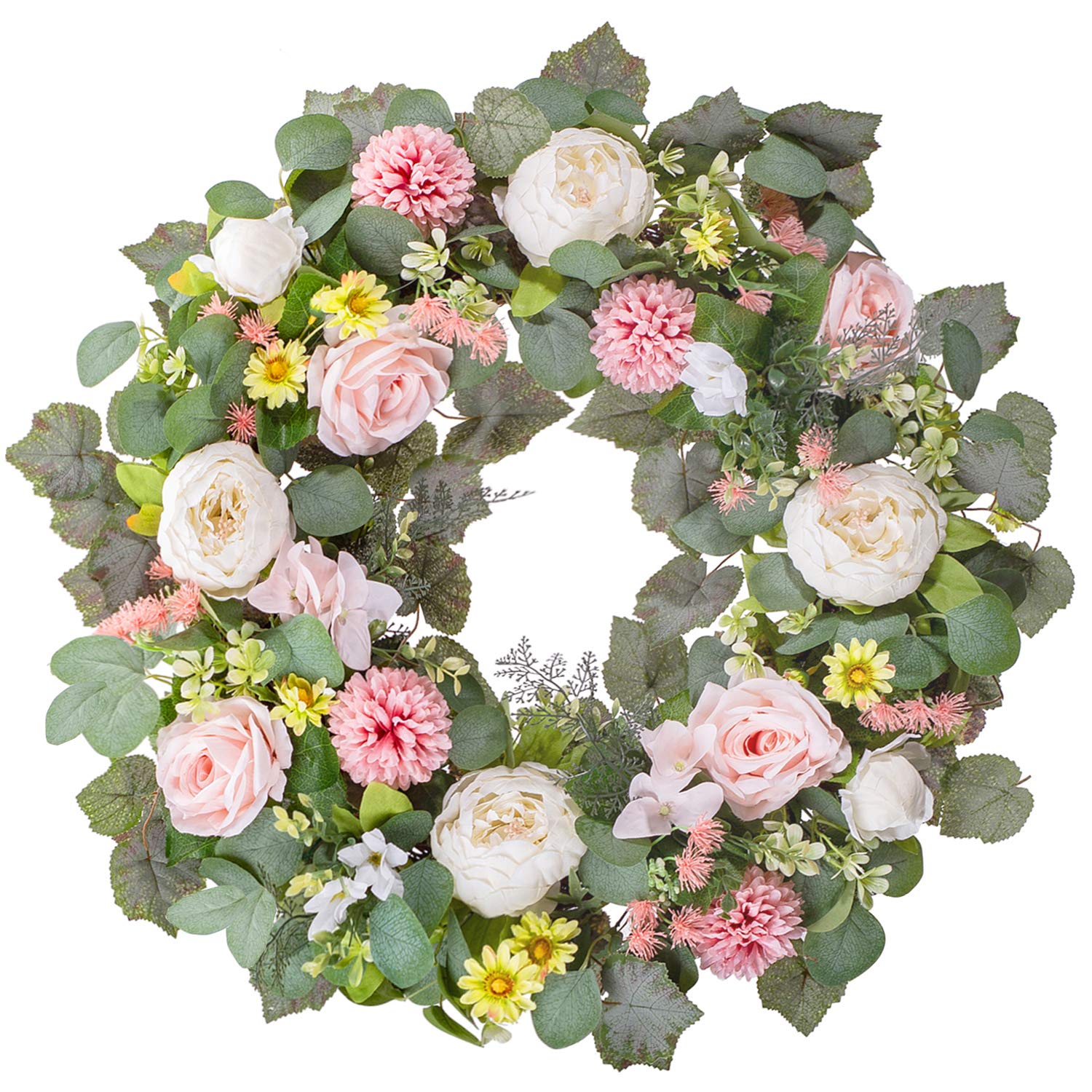 24 Inch Large Spring Peony Wreaths for Front Door,Spring Front Door Wreath