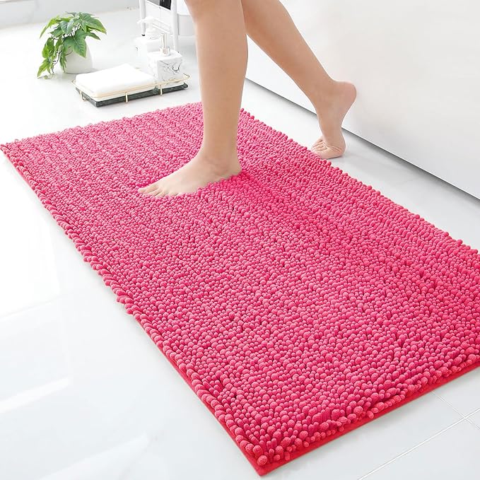 Luxury Chenille Bathroom Rug Mat, Extra Soft Thick Absorbent Shaggy Bath Rugs