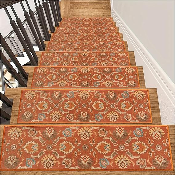Carpet Stair Treads Non Slip Backing, 15 Pack 8" X 30" Stair Treads for Wooden Steps