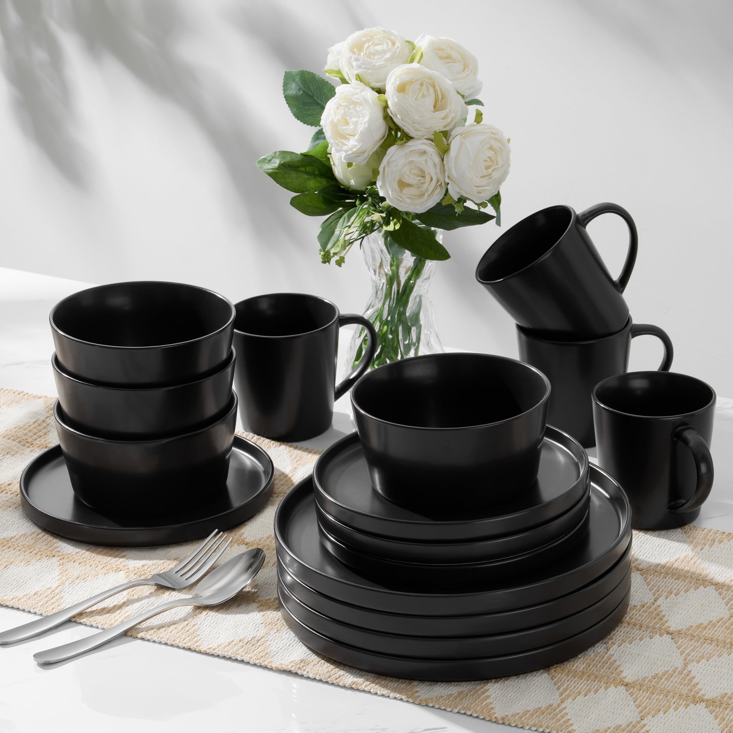 Dinnerware Sets, 16-Piece Stoneware Dinner Plates and Bowls
