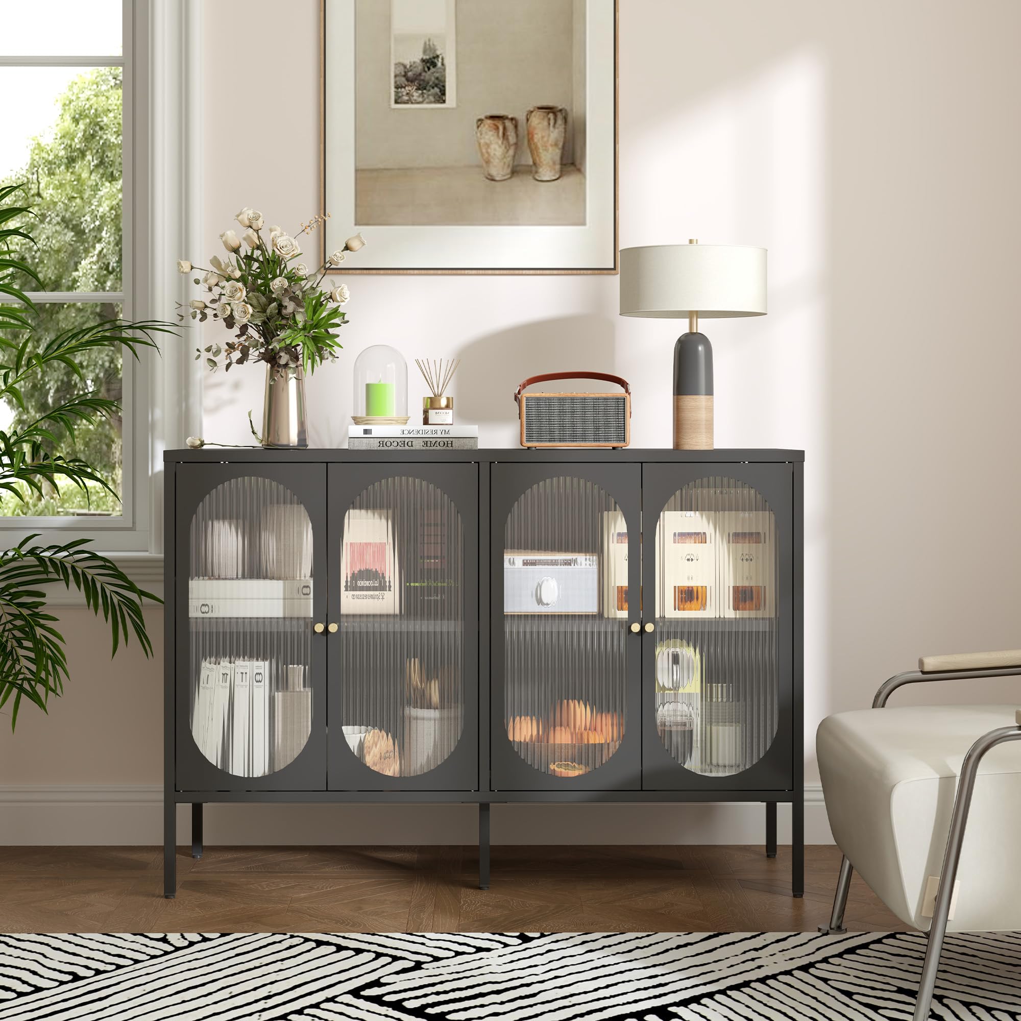 Buffet Cabinet with Storage,Metal Sideboard Cabinet for Kitchen, Dining Room